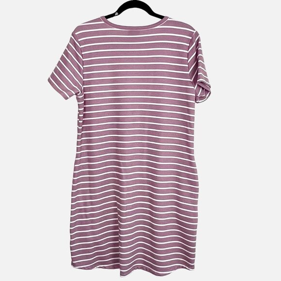 Womens 32 Degrees Cool Dress w/ Pockets Comfy Striped Short Sleeve V-Neck Sz L - Picture 4 of 14